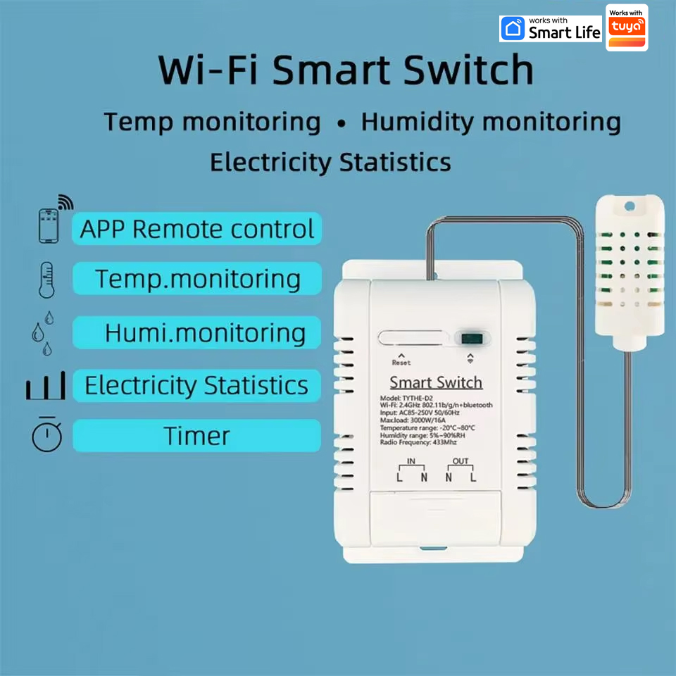Work with tuya 16A 3000W WiFi  – обзор и цена Smart Home Energy Monitor